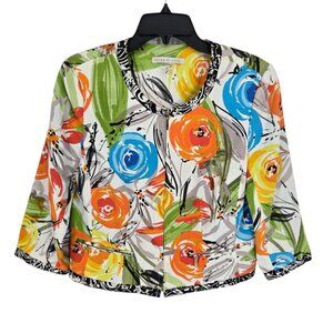 Peterson Nygard womens 10P multicolor brush stroke floral full zip jacket